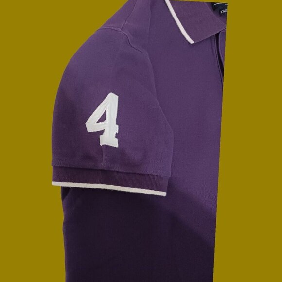 Hackett London Vtg number 4 Retro Classic Tailored Polo Shirt Purple/wht Large - Picture 7 of 12
